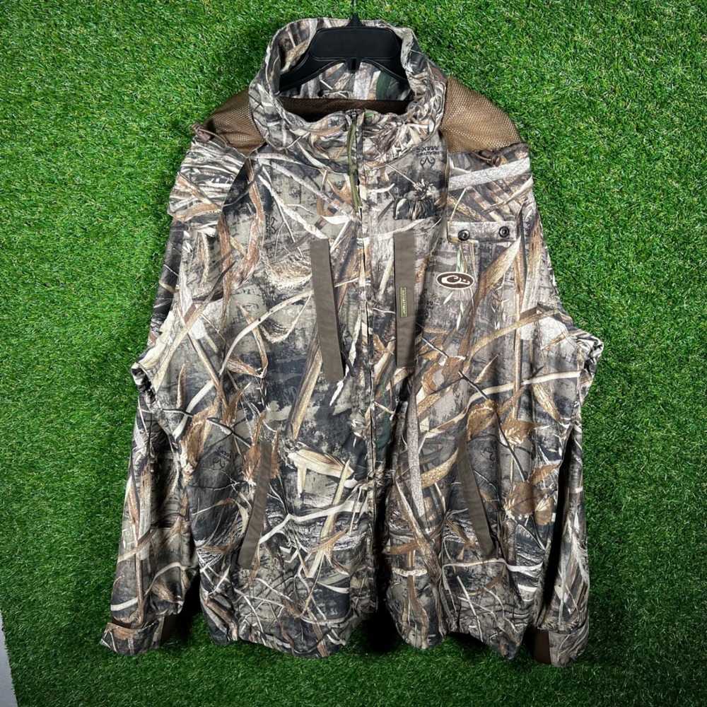 Drake Waterfowl Systems‎ Mens XL Camo Hunting Jacket Realtree Max-5 Hooded Mesh